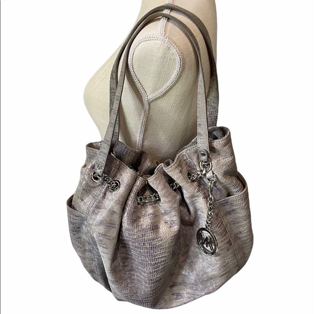 Michael Kors Sueded Leather Grey Snakeskin Purse